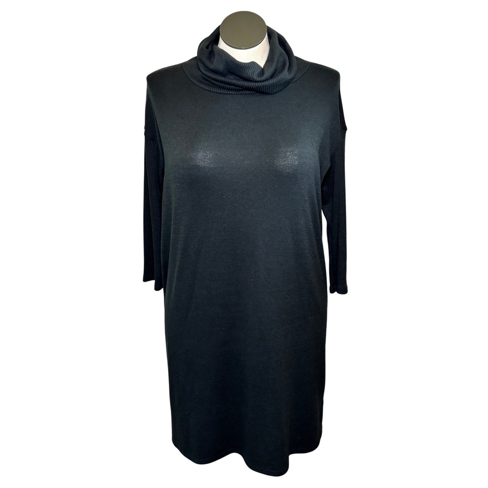 Gap Womens‎ Black Cowl Neck Long Sleeve Sweater Dress Size Medium Solid Knit